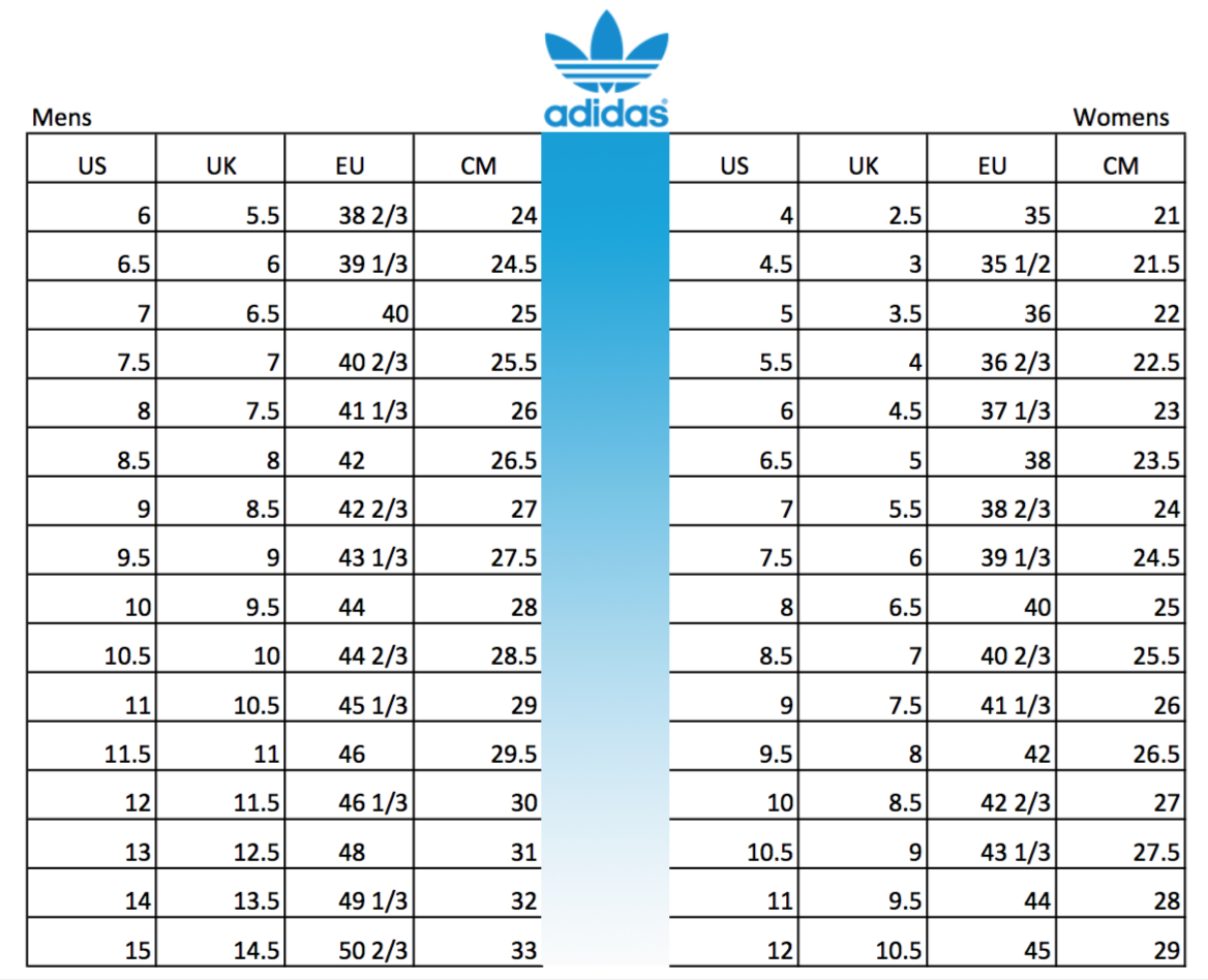 adidas yeezy boost size guide