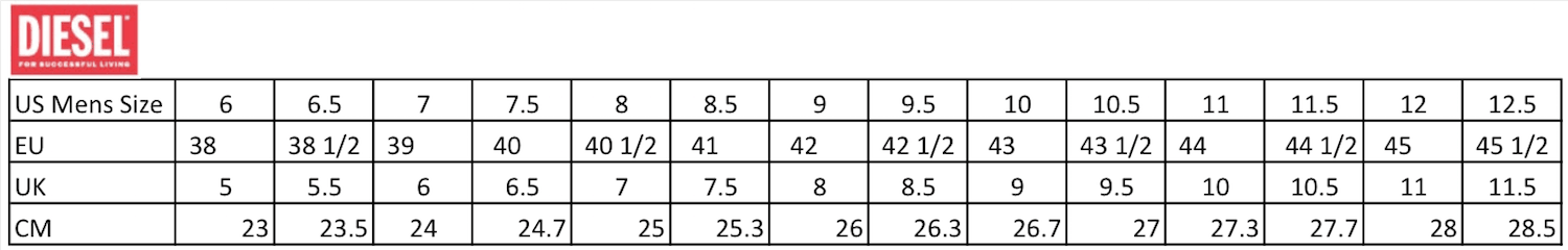 Diesel Size Chart Women S