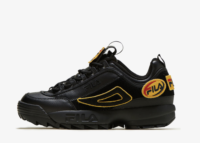 fila black and yellow sneakers