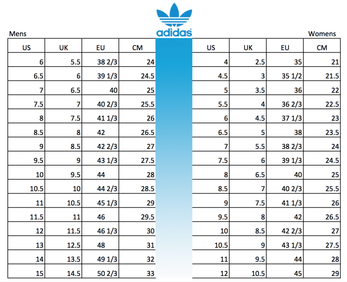 adidas men to women size