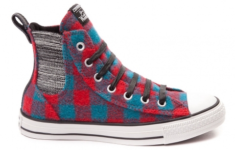 converse woolrich plaid red blue1
