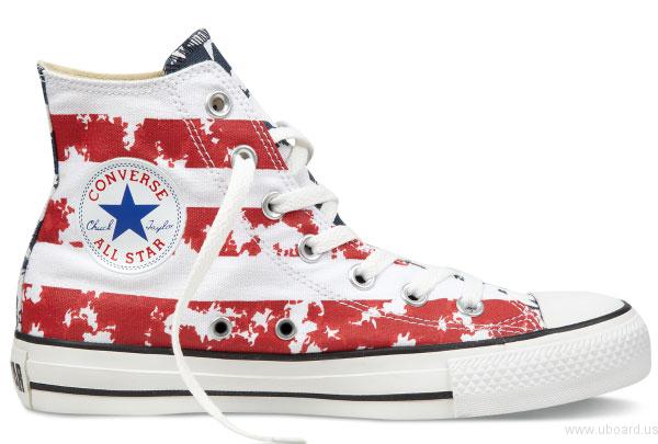 Converse American Flag High Tops Mottled Red White Blue Chuck Taylor All Star Canvas shoes LRG