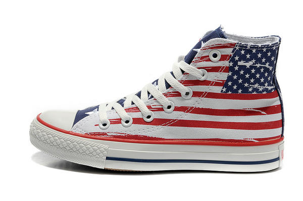 Converse American Flag By Justin Drew Bieber Chuck Taylor All Star High Top White Red With Blue Tongue Canvas Shoes