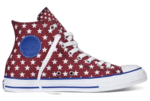 Red Converse High Tops White Stars American Flag Chuck Taylor All Star Canvas Sneakers 01