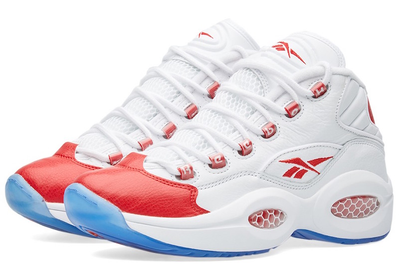 red and white reebok questions for sale