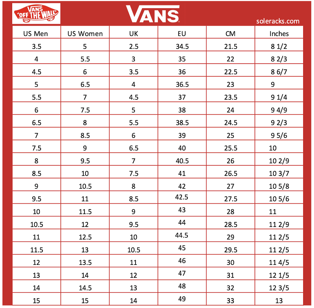 Discover 103+ vans shoe measurements best - kenmei.edu.vn