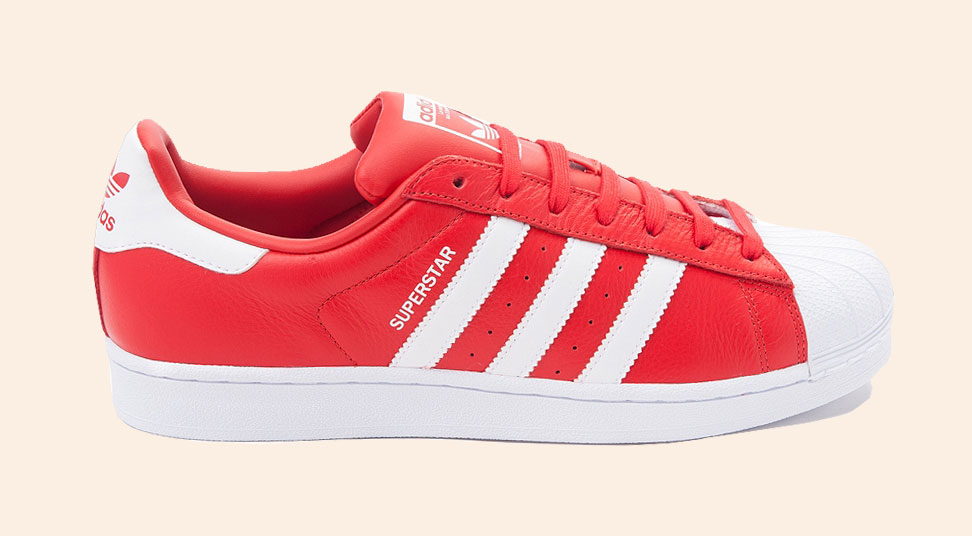 men's white and red adidas superstar