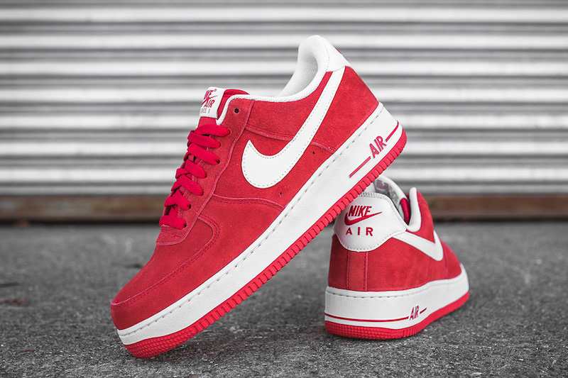 nike air force 1 red and white suede