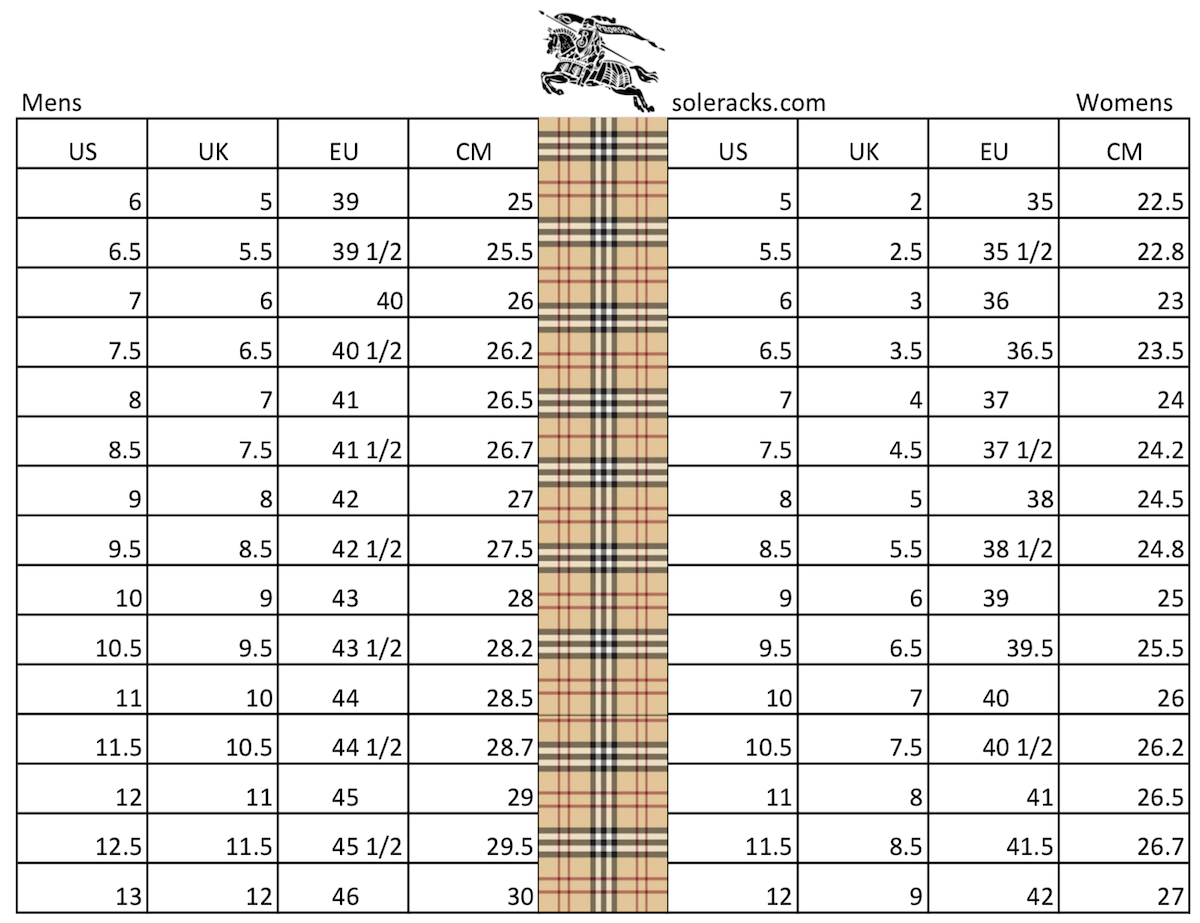Shoes Size Conversion Chart Soleracks