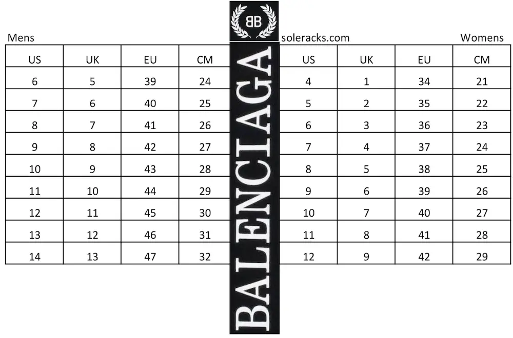 Balenciaga Shoes Size Chart Guide 