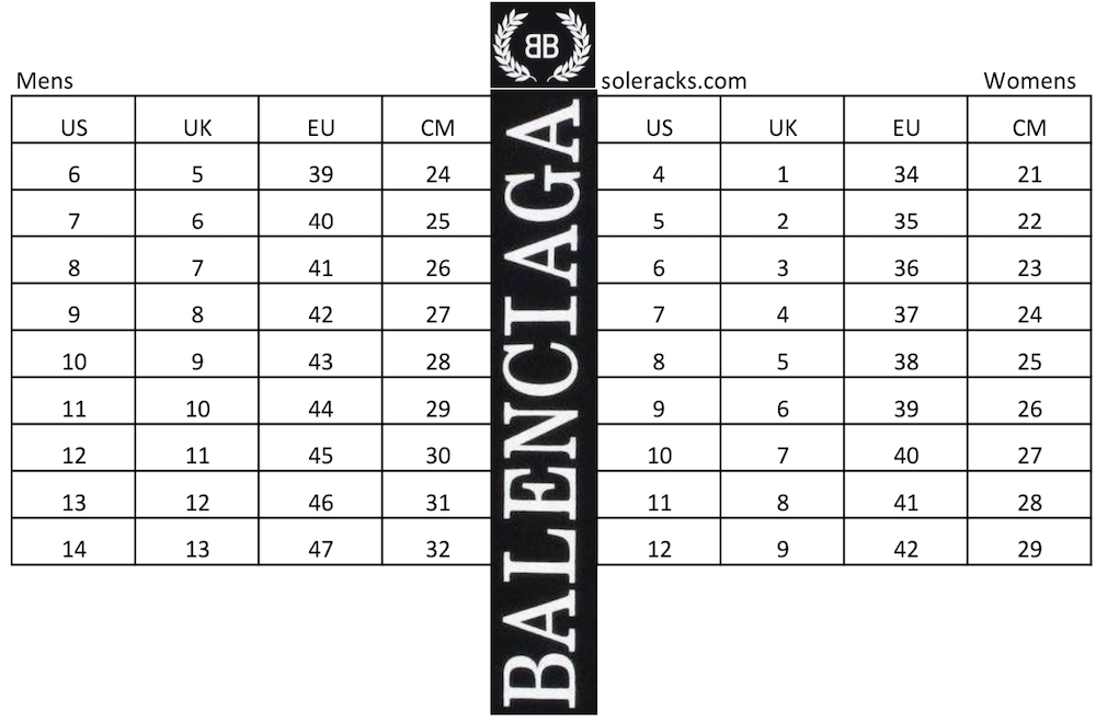 Balenciaga Shoes Size Chart Guide 