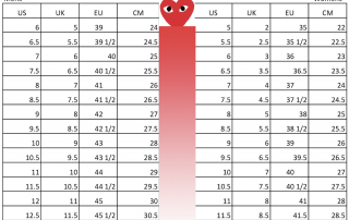 cdg chucks sizing