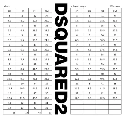 Dsquared2 Shoes Size Chart - Soleracks