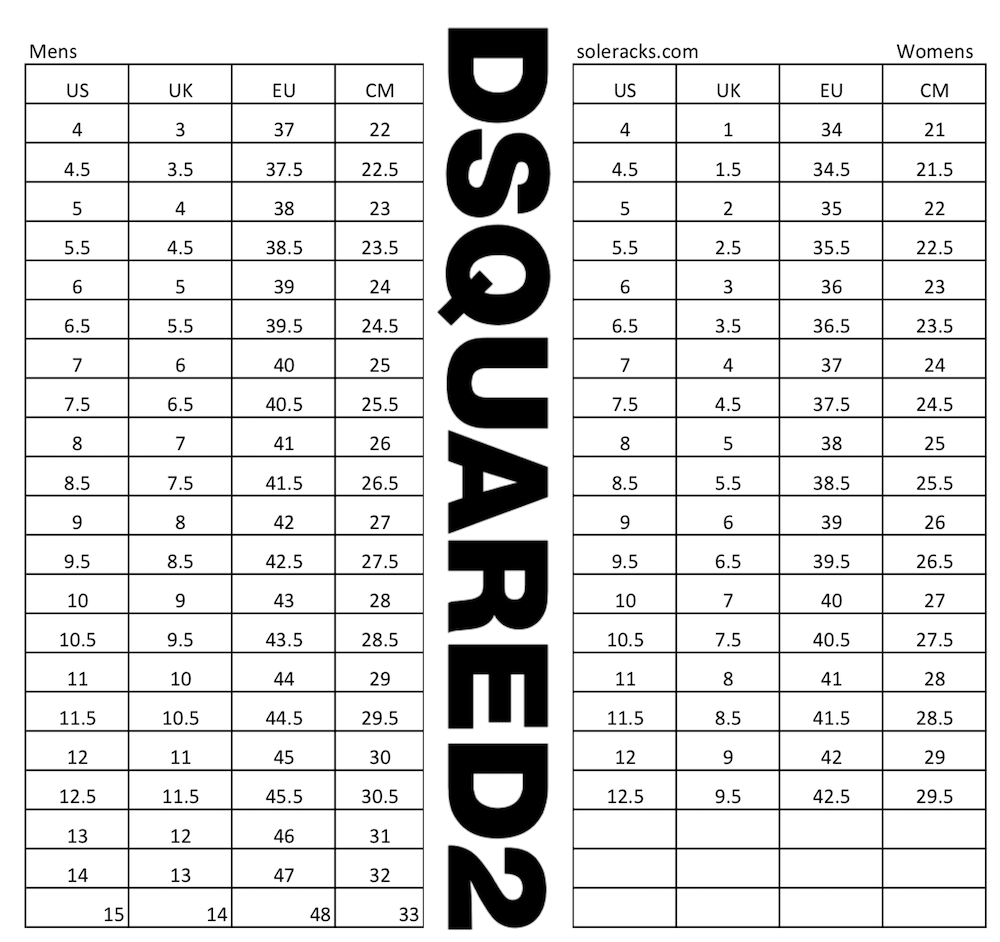 dsquared jeans sizes