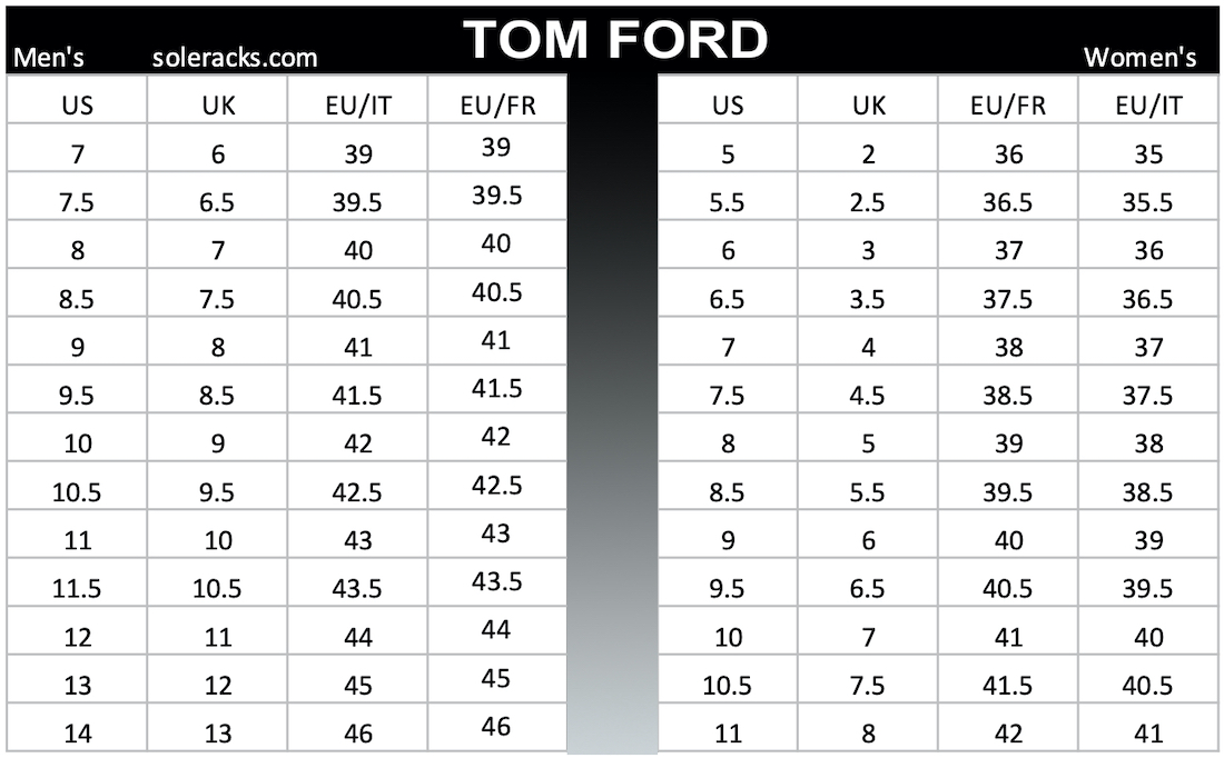 size chart for footwear