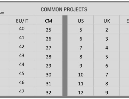Common Projects Shoes Size Chart