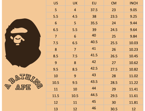 A Bathing Ape Shoes Size Chart Men’s & Women’s & Unisex