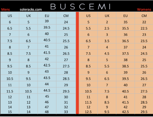 Shoes Chart Men's & Women's - Soleracks