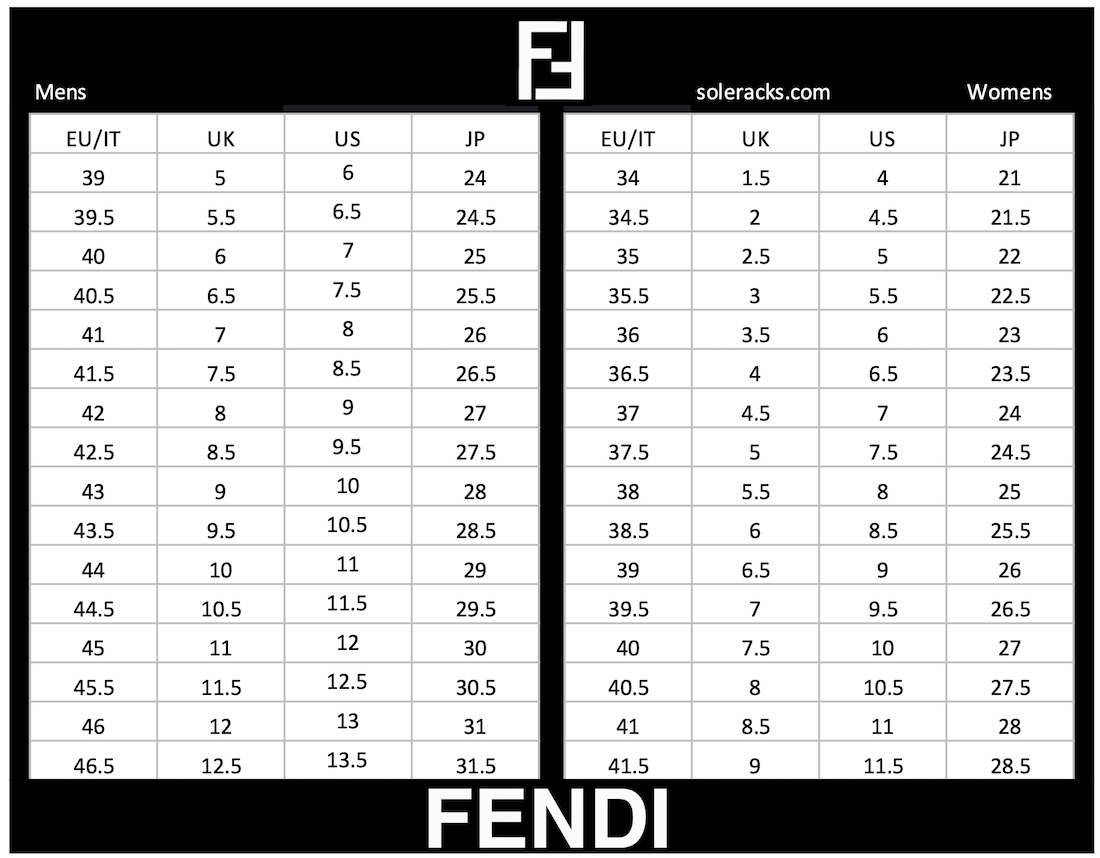 Actualizar 45+ imagen fendi shoe sizing - financieratpv.com.mx