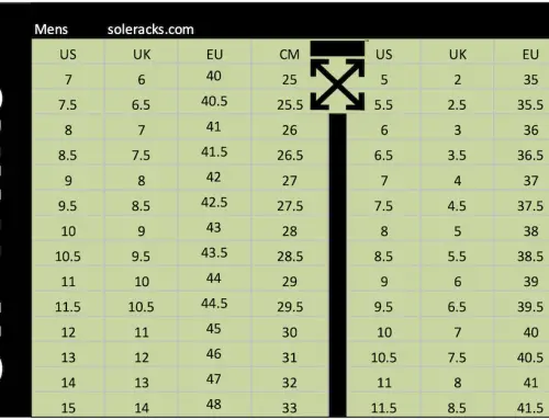 Bevatten ruimte Autorisatie Nike Shoes Size Chart - Men's & Women's Unisex - Soleracks