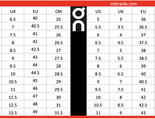 Shoes Chart - & Women's - Soleracks