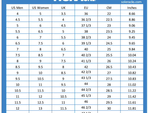 Under Armour men's and women's size chart